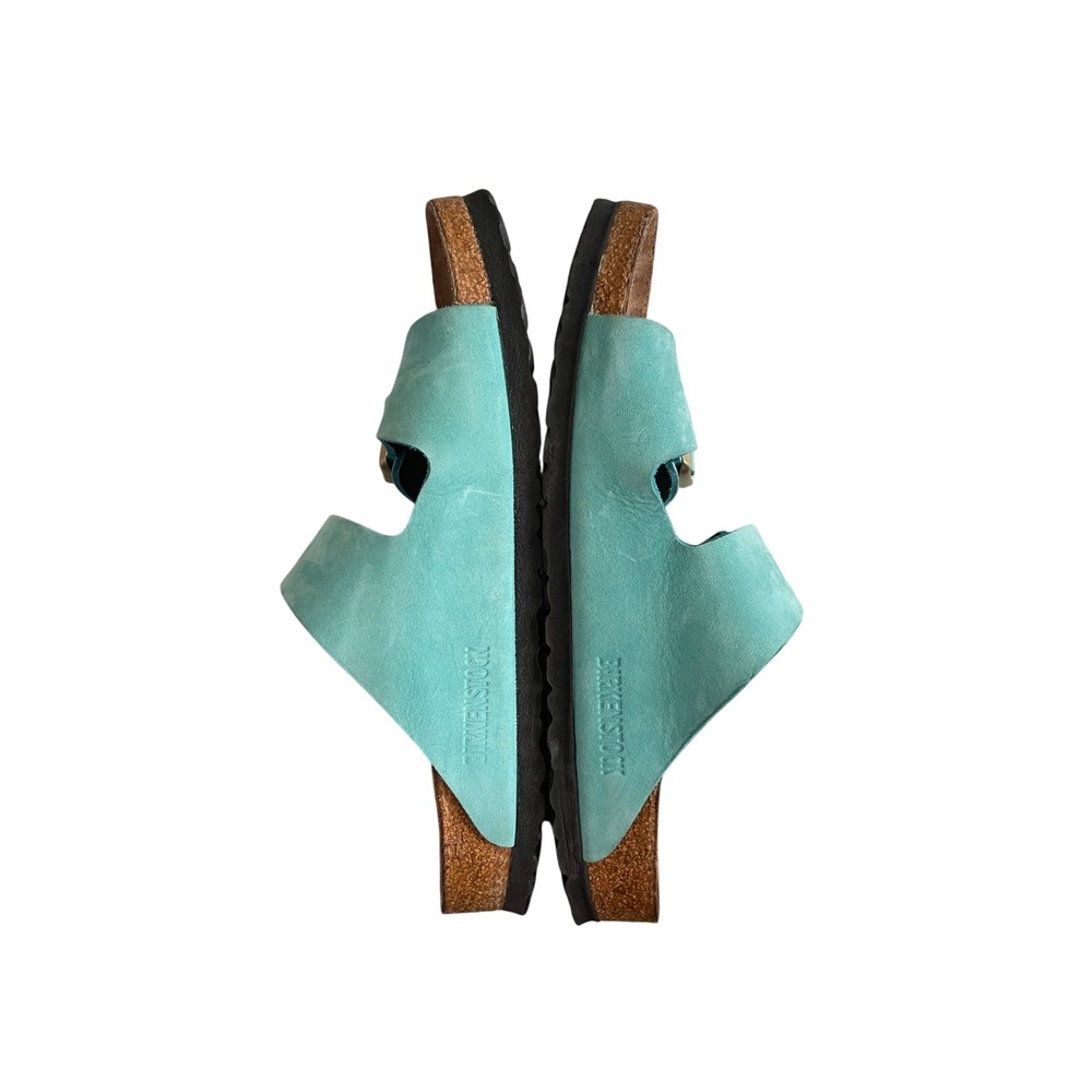 Birkenstock Arizona Soft Footbed Turquoise Nubuck Leather Sandals Size 39 8.5 - Picture 3 of 5